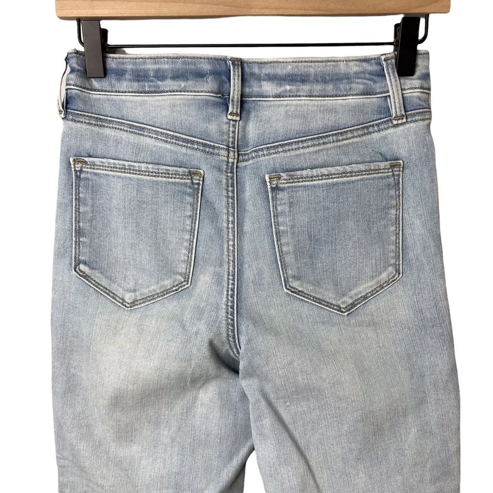 Athleta Sculptek Straight Leg Ankle Jeans Size 0 Light Wash Raw Hem Style 53540 - Picture 8 of 12